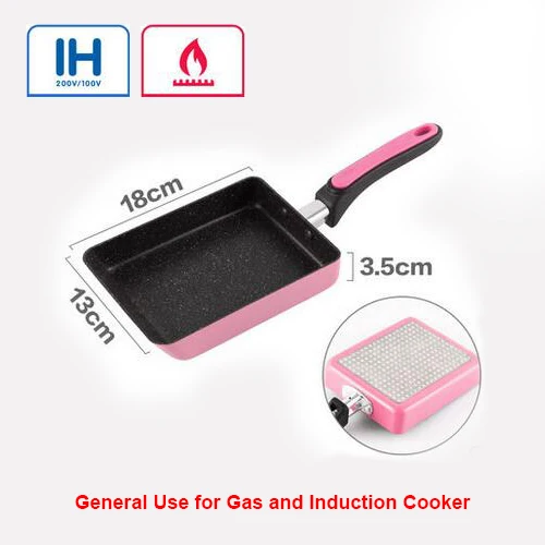 Justcook 13x18 см японского Tamagoyaki сковородка для омлета с антипригарным покрытием общего Применение для газа и Индукционная Плита сковородка для жарки яичный блин - Цвет: Розовый