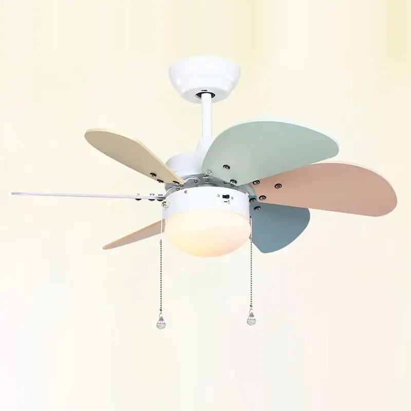 Цветные деревянные вентиляторы для потолка стеклянный абажур с сенсорной