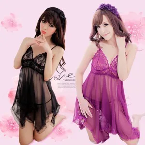 Фэй му лейси фиолетовый пряжа сексуальное белье ночной рубашке 9936|nightgowns nylon|lingerie