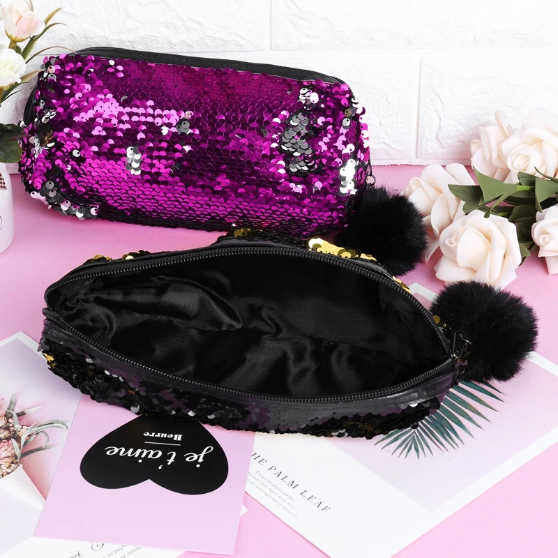 Реверсивный блесток Hairball Pencilcase для девочек канцелярские товары милые школьные принадлежности