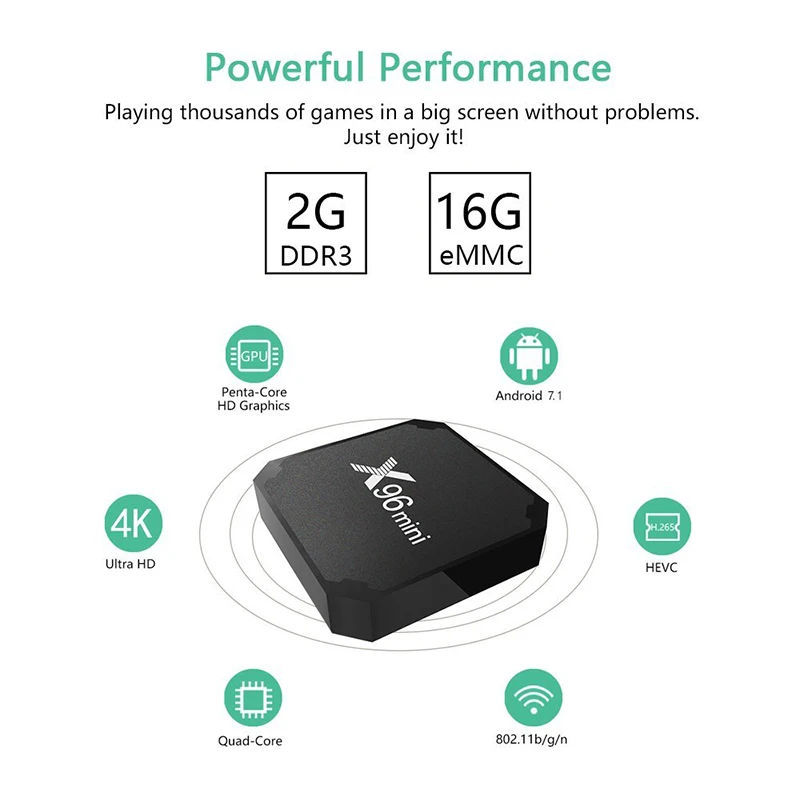X96 Мини ТВ коробка Android 7 1 tv box 2 Гб 16 Amlogic S905W четырехъядерный 4 ГГц WiFi медиаплеер