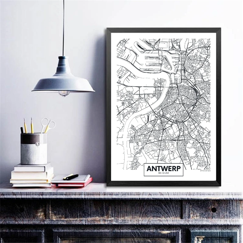 Антверпен Карта города плакат холст художественные принты современный