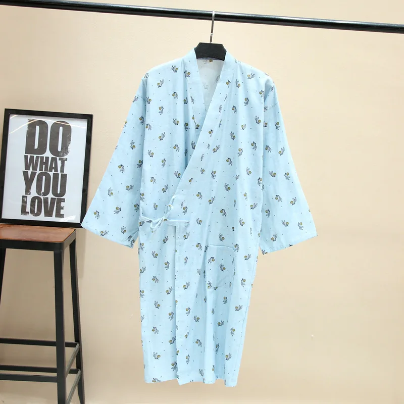 Blue horse Женские японские кимоно юката, длинные халаты, пижамные комплекты, хлопковое платье, ночная рубашка, одежда для сна, халат, Повседневная Свободная одежда, домашняя одежда - Цвет: Blue horse
