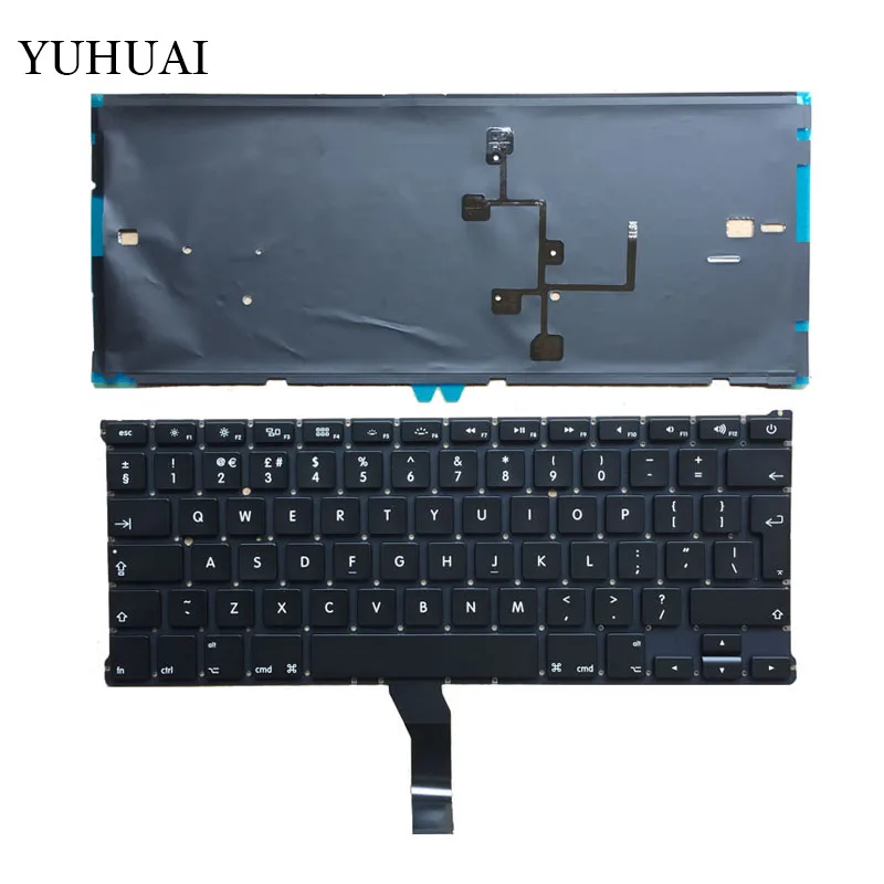 

Клавиатура новая британская для Macbook Air, клавиатура для ноутбука 13 дюймов A1466 A1369, с подсветкой MD231 MD232 MC503 MC504 2011-15 лет