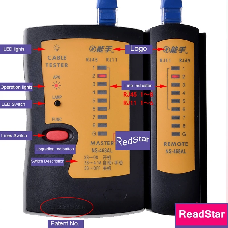 ReadStar NS 468AL Многофункциональный сетевой Кабельный тестер RJ45 RJ11 RJ12 кабельный с
