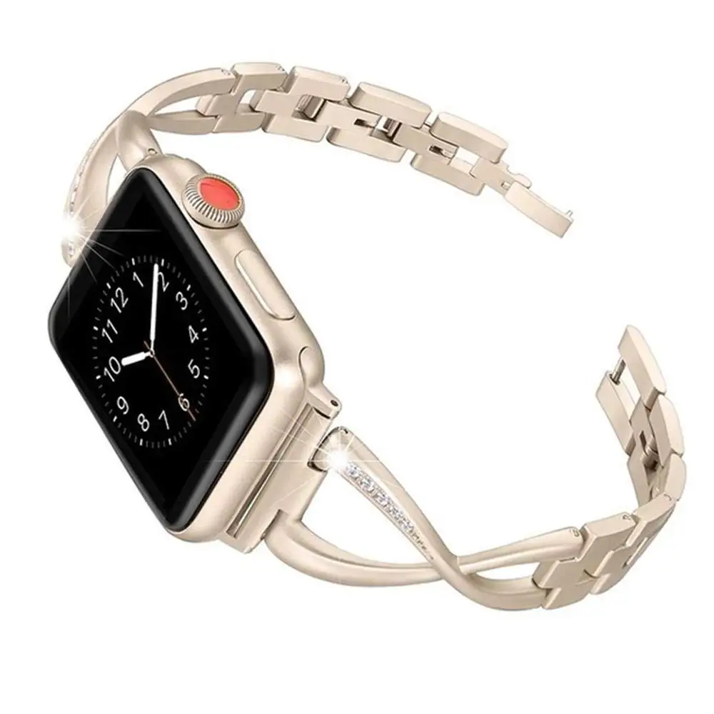 Алмаз+ нержавеющая сталь ремешок для часов iWatch Apple Watch Series 5 4 3 2 1 38 мм 40 мм 42 мм 44 мм Женский Ремешок Браслет