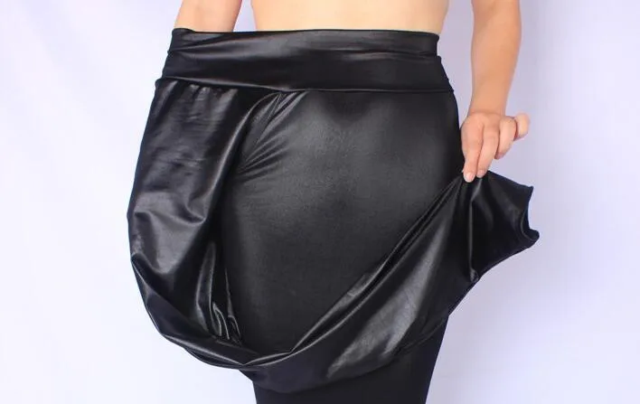 2019Donna 5XL размера плюс женские леггинсы черные леггинсы из искусственной кожи с высокой талией Эластичные Обтягивающие Брюки из эластичного материала K119S