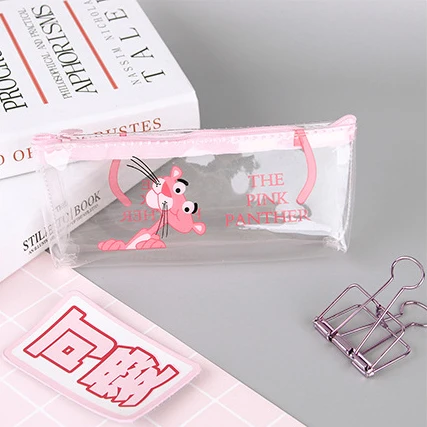 B Прозрачный чехол-карандаш с рисунком из мультфильма Kawaii, Розовая пантера, большая сумка-карандаш для девочек, для детей, для офиса, школы, канцелярские принадлежности - Цвет: B
