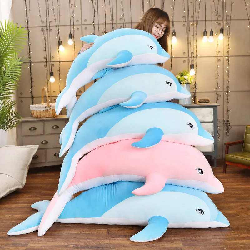100/120cm Kawaii Soft Dolphin Plush Toys Dolls Stuffed Down Cotton Animal Nap Pillow Creative Kids Toy Birthday Gift for Girls | Игрушки и