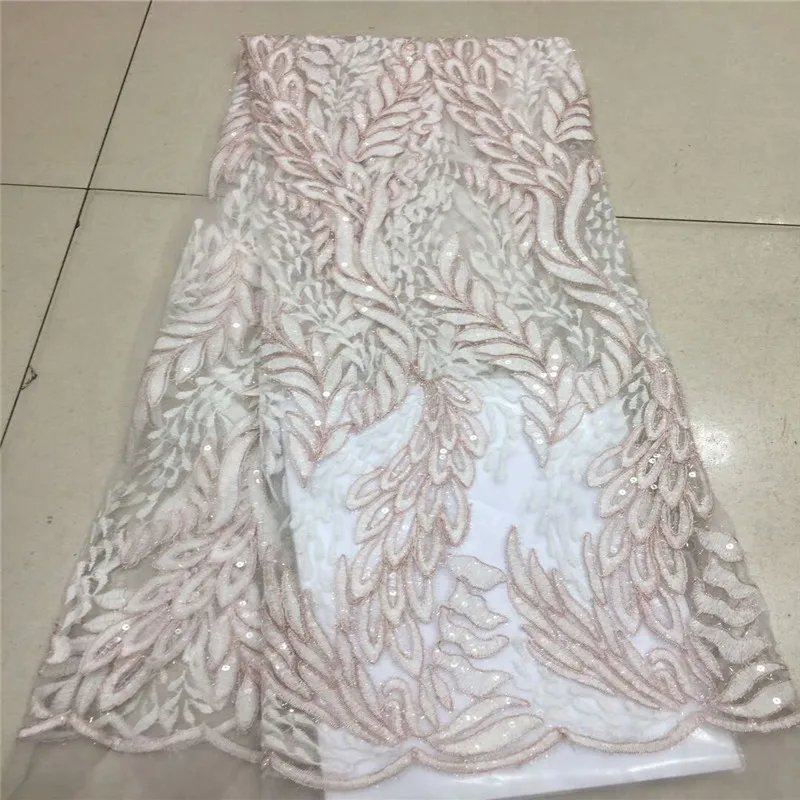 2019 новый стиль Французский Чистая кружевная ткань с блестками африканский тюль