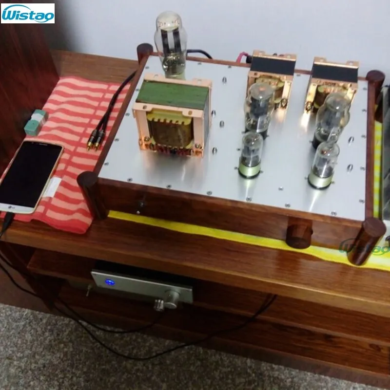 DIY деревянный корпус для лампового усилителя шасси 400X250X80 Бразильский палисандр цилиндрическая ножка и сверху вниз алюминиевая пластина HIFI аудио
