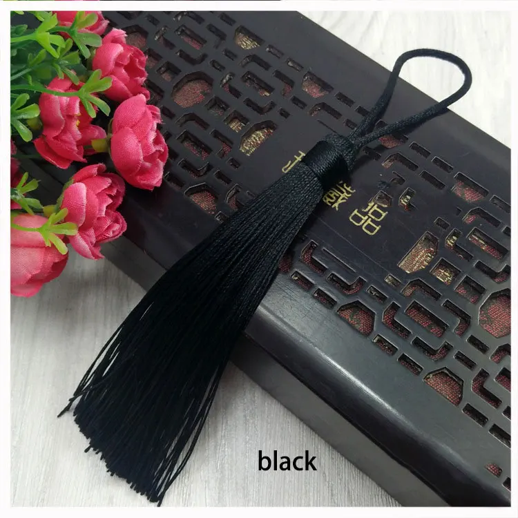 black 12 шт./лот, 12 см, висячая веревка с кисточками, шелковая бахрома, декоративные кисточки для шитья штор, одежда, аксессуары для украшения дома - Цвет: black