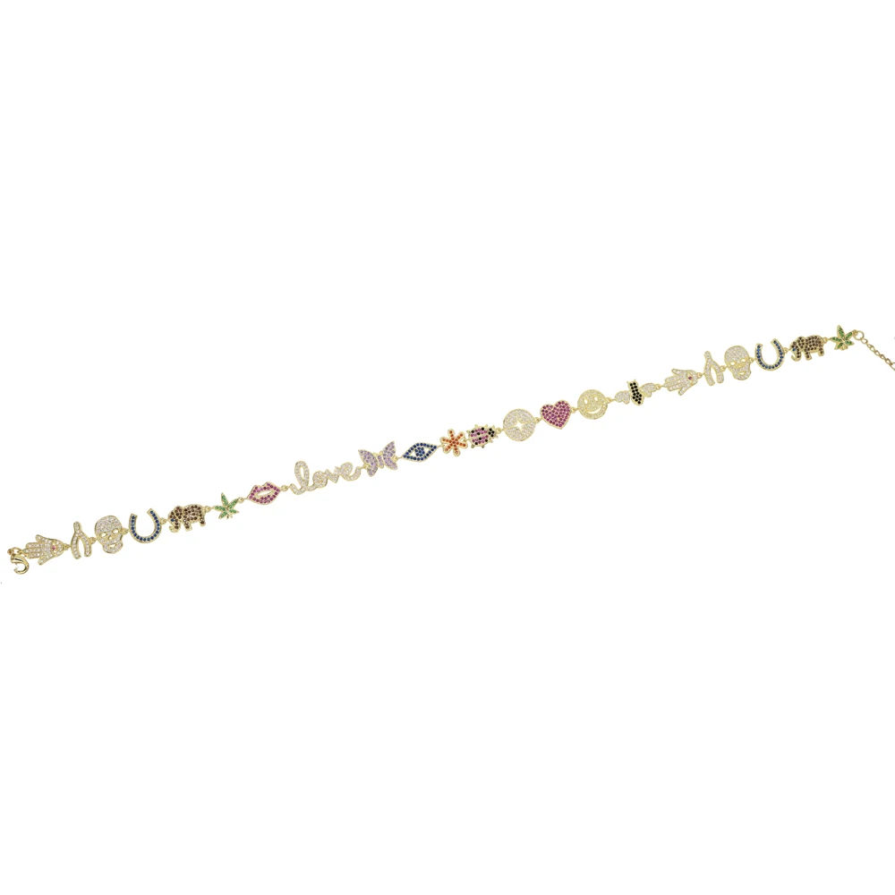 Женский свадебный браслет золотого цвета с подвеской в виде губ сердца глаз