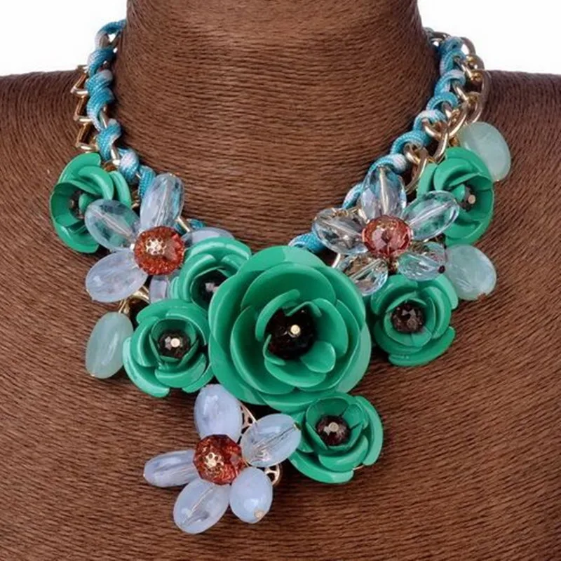 [Jimore] Горячая 2017 Весна Золотая цепь колье Биб Воротник цветок себе Цепочки и