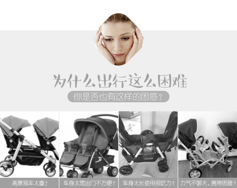 Seebaby Складная коляска для близнецов, двойная коляска, два сиденья, может стоять/сидеть, подходит для новорожденных и детей, коляска, нагрузка 130 кг