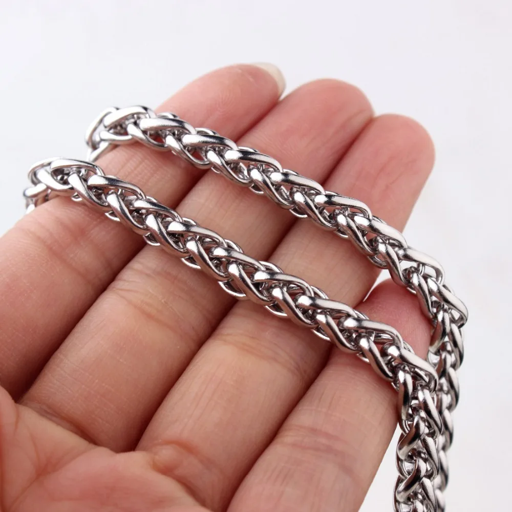 Charming 316L Stainless Steel Silver Color Wheat Braided Link Chain Men Women Necklace Or Bracelet Jewelry 7&quot-40&quot Christmas Gift |
