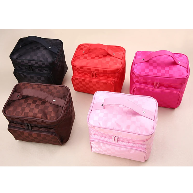 

lattice Big Cosmetic Bag Women Stripe Waterproof Professional Toiletry Kit Wash Necessaire Travel Organizer Make up Box SZL61
