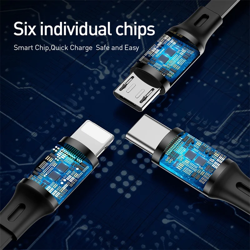 Baseus 3 в 1 СВЕТОДИОДНЫЙ модуль панели управления Usb type C и iP Кабель зарядного устройства для iPhone samsung huawei Usb C кабель для зарядного устройства мобильного телефона
