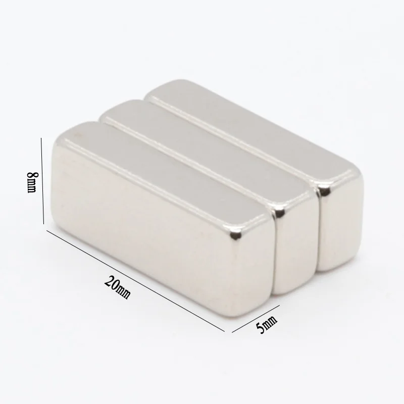 50шт. 20x8x5 супер мощных сильнодействующих редкоземельных блочных магнитов NdFeB размером 20x8x5мм, магниты нейодима N35 20*8*5мм 20*8*5 включенные.