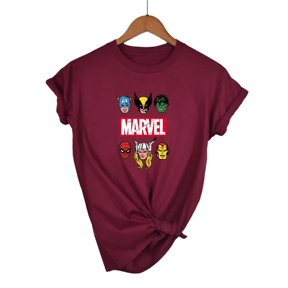 Футболка с надписью MARVEL Женская хлопковая повседневная забавная|Футболки| |
