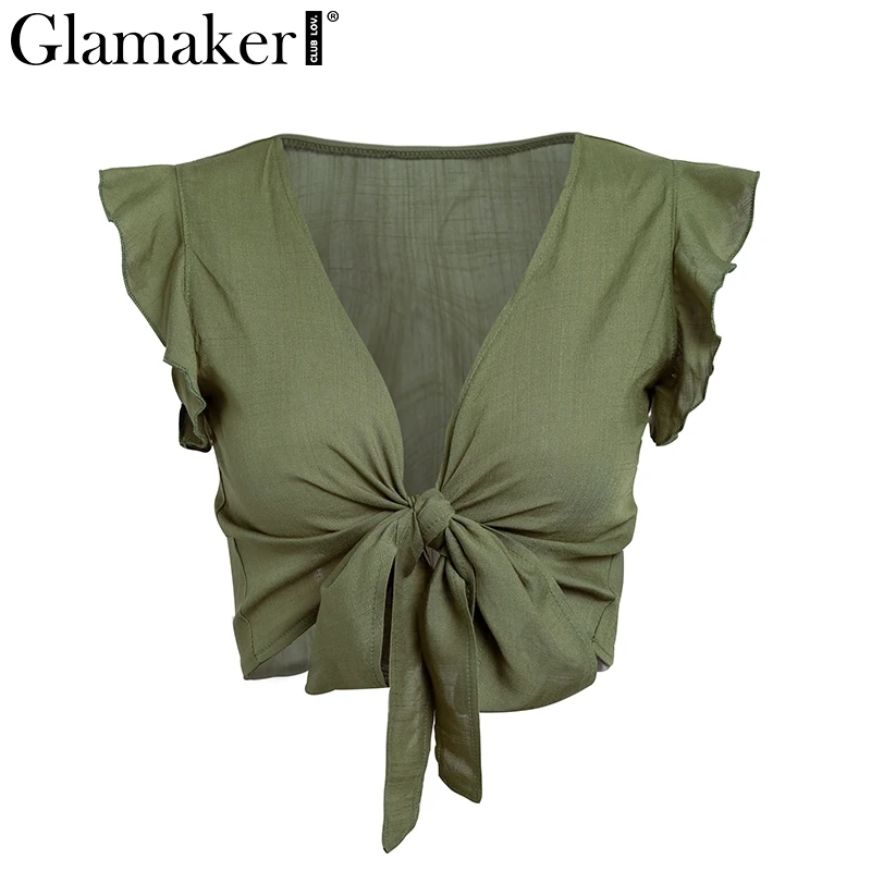 Женский топ на бретельках Glamaker розовый бандажный с глубоким треугольным вырезом
