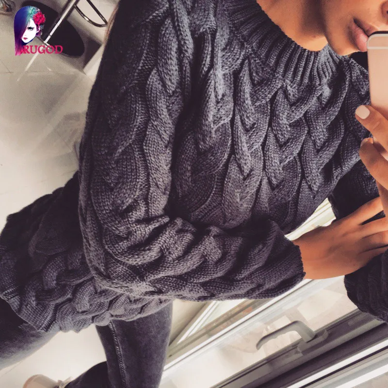 RUGOD Solid Women Sweaters And Pullovers Loose Knitted Pullover Female Tops Spring&ampAutumn Long Sleeve Jumper Sweater pull femme | Женская