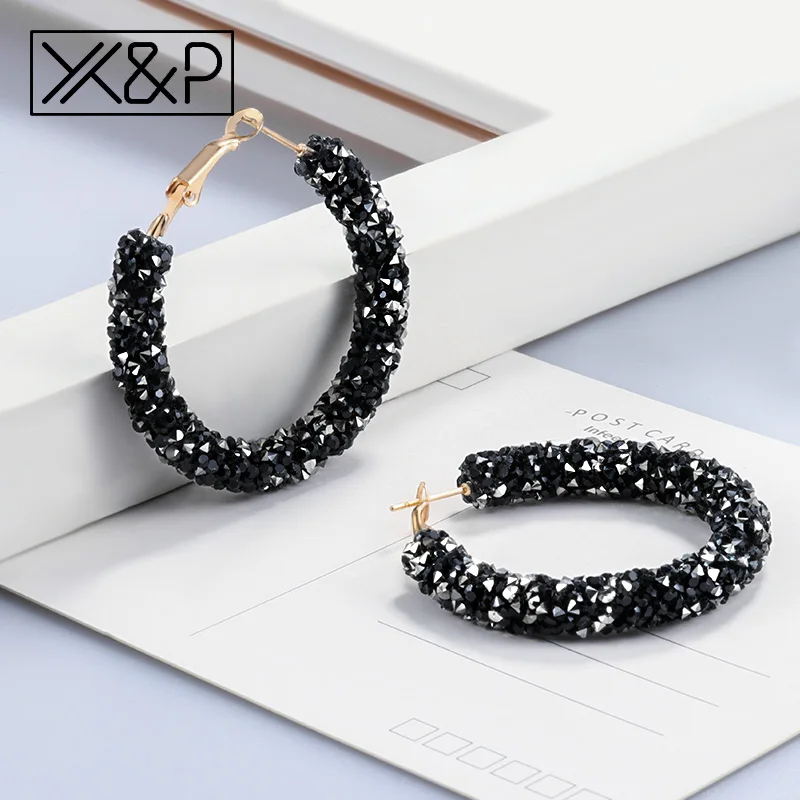X& P винтажные корейские большие серьги для женщин, женские модные золотые серьги с кубическим цирконием, висячие серьги, серьги геометрической формы, ювелирные изделия