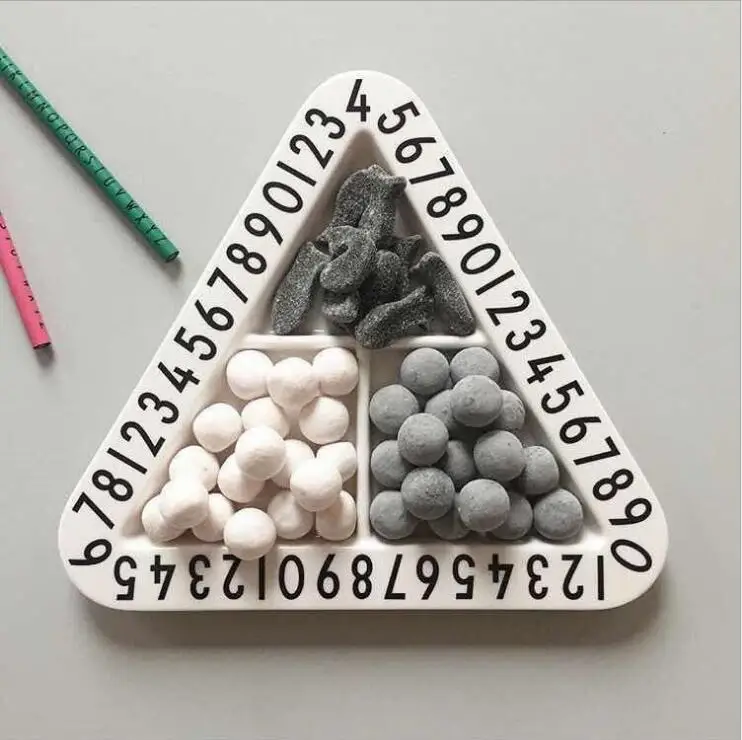 Children's Alphabet Plate Baby Anti-fall Dishes Number Letter Tray Food Supplement Training Triangle Rectangle Tableware 1258 - Цвет: Triangle