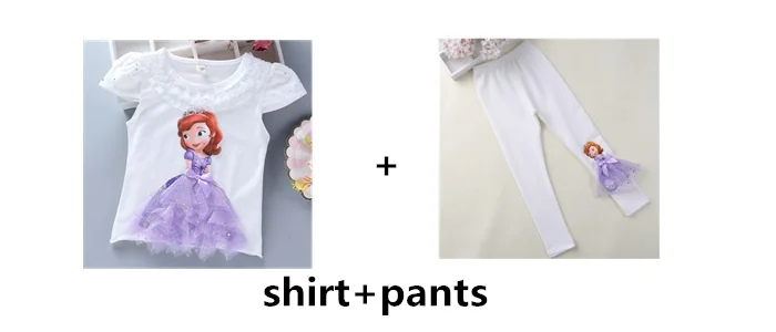 shirt and pants-4 Комплект одежды для детей, летняя футболка с 3d-аппликацией Анны, Софии, Эльзы и штаны, милая одежда, забавная Одежда для девочек - Цвет: shirt and pants-4