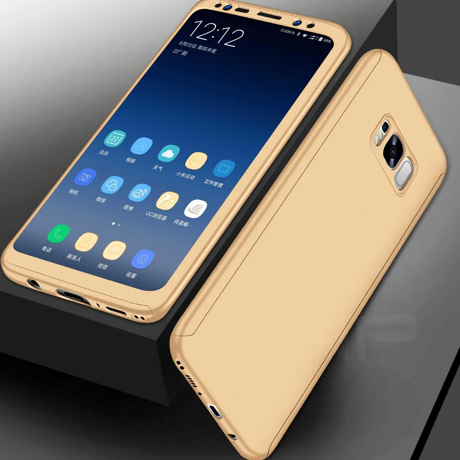 ZNP защитный чехол на 360 градусов для samsung Galaxy S9 S8 Plus Note 8 чехол для samsung S8 Note 8 Защитная пленка для экрана - Цвет: Gold