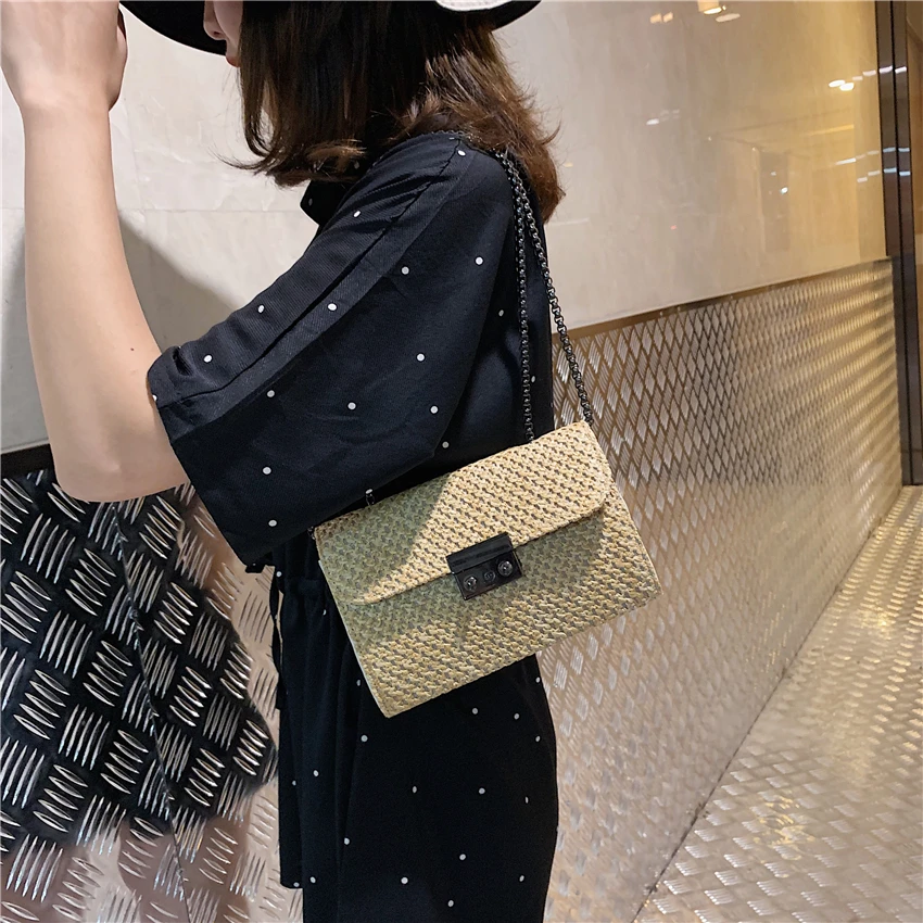 Fashion Straw Beach Bag High Quality Handmade Rattan Woven Bags for Women Brand Leather Ladies Summer Shoulder Borsa Mare | Багаж и сумки