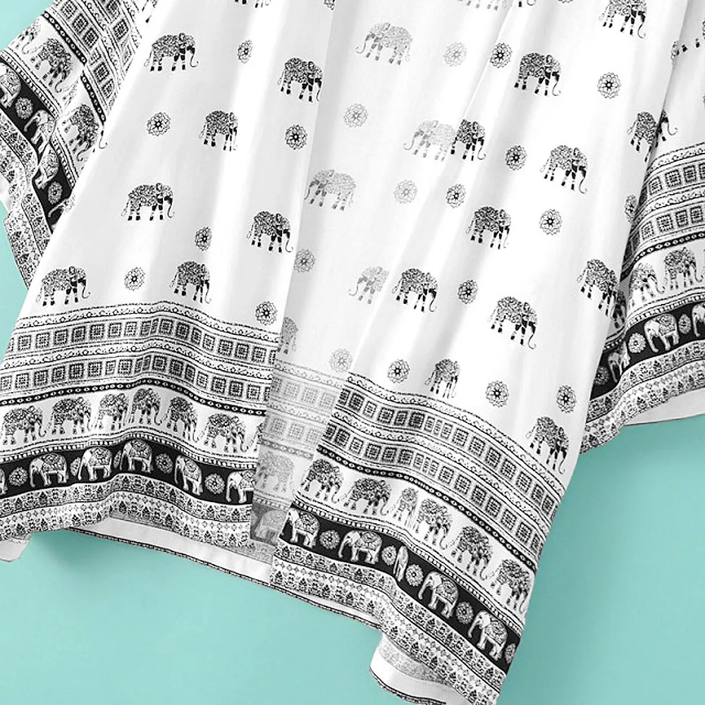 Модное женское кимоно с принтом слона кардиган коротким рукавом летнее осеннее