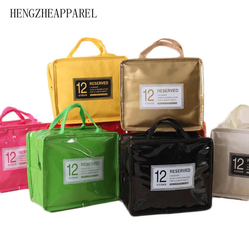 small size Men Women Waterproof PU Fresh Lunch Bag Cooler Food Foil Portable Insulation Picnic Hand Bags Storage Container bags | Багаж и