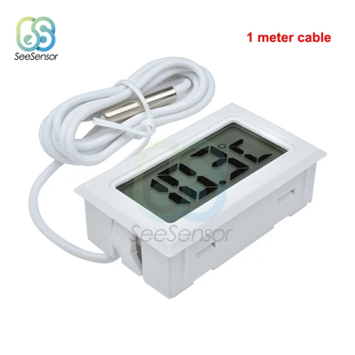 White 1 meter cable ЖК-цифровой мини-термометр для морозильной камеры температура-50~ 110 градусов Холодильник термометр датчик температуры метр - Цвет: White 1 meter cable