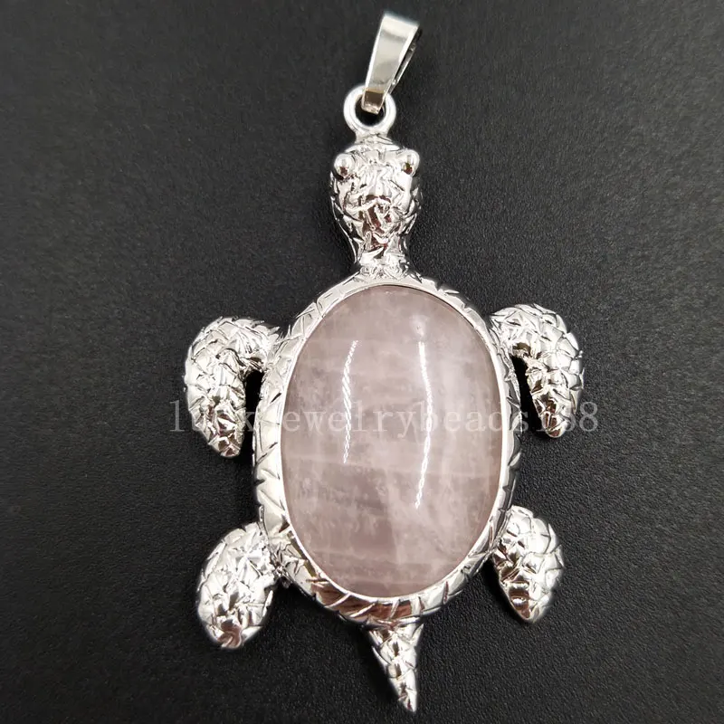 Carnelain Кристалл авантюрин глаз тигра опал Howlite Unikate Jaspe лазурит черепаха для женщин и мужчин бусина-подвеска 1 шт. PWB533 - Окраска металла: Pink Crystal C5762