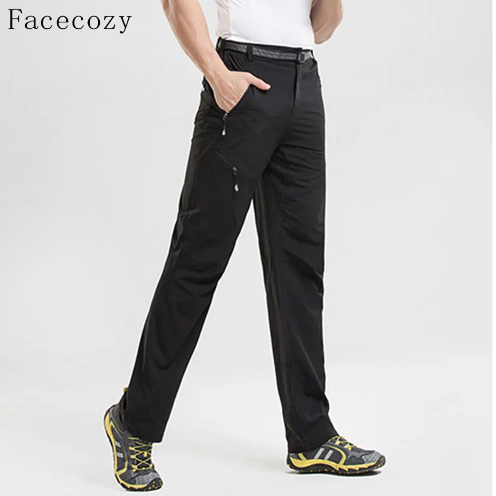Men Black Facecozy мужские летние быстросохнущие спортивные брюки тонкие дышащие брюки со свободной посадкой Кемпинг Треккинг скалолазание Пешие прогулки Спорт на открытом воздухе брюки - Цвет: Men Black