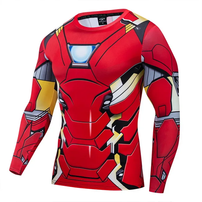 CT037 Fitness t men Autumn 3d print compression shirt Long sleeve tops fashion - Цвет: CT037