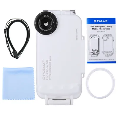 White PULUZ для iPhone 8 и 7 40 м/130 футов водонепроницаемый корпус для дайвинга, защитный чехол для телефона, фото, видео, подводное покрытие, чехол - Цвет: White