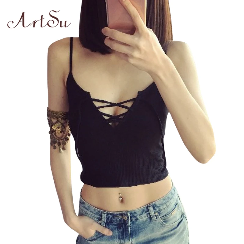 Женская Винтажная Майка без рукавов ArtSu Apparel Модный укороченный топ с завязками