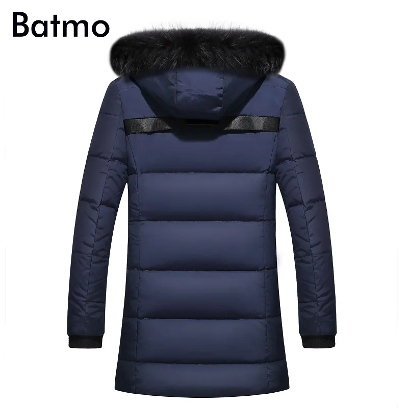 Batmo 2018 Новое поступление зимняя мужская длинная куртка с меховым воротником и