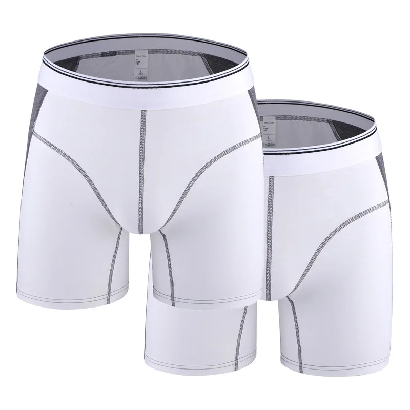 2 Pcs 2494 White 2 шт./партия, высококачественные длинные трусы, модные сексуальные хлопковые мужские трусы-боксеры, мужские трусы-боксеры, Европейское популярное мужское нижнее белье большого размера - Цвет: 2 Pcs 2494 White