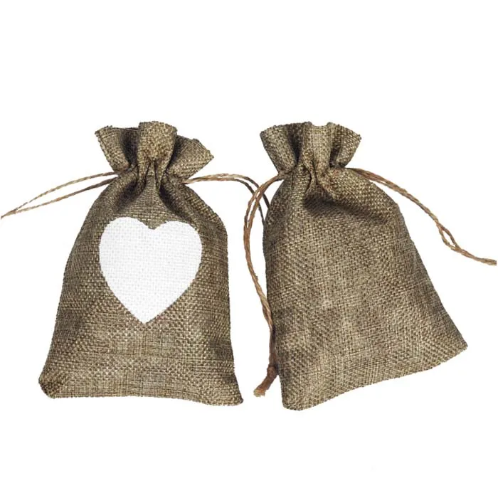 Фестивальные принадлежности в форме сердца Модная Белая Льняная сумка на шнурке