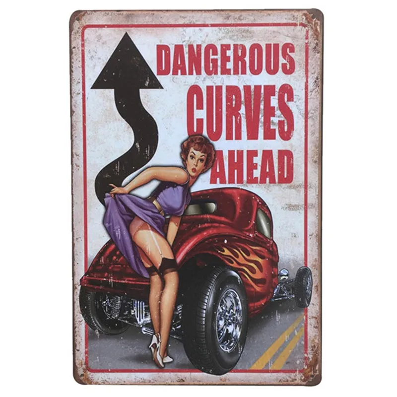 YVEVON pin up художественный оловянный знак для украшения стен паба кафе бара