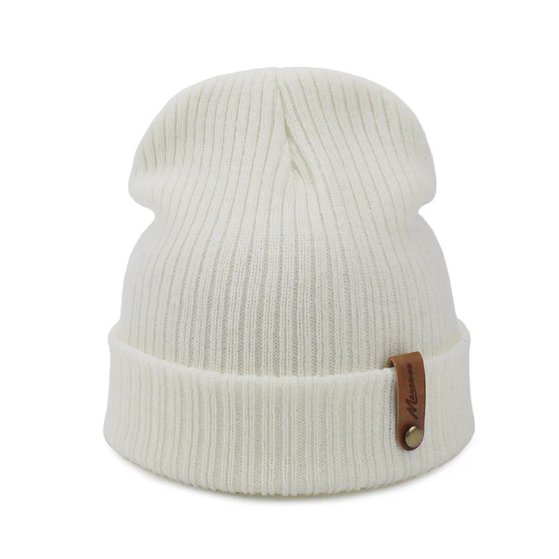 White Новая модная женская и мужская зимняя вязаная шапка Skuilles Beanies для женщин Шапки Балаклава унисекс зимняя шапка мужская брендовая шапка - Цвет: White