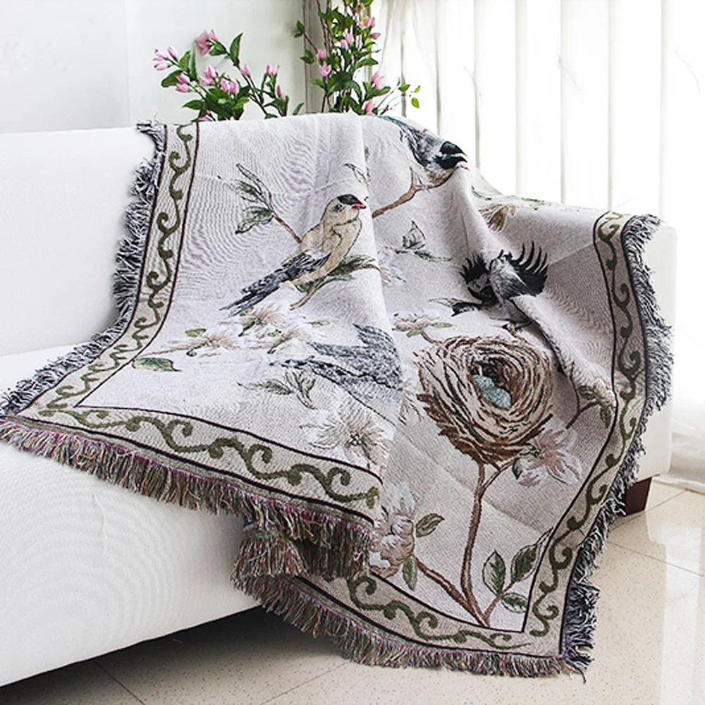 Одеяло для дивана ESSIE HOME Nest And Bird в американском стиле хлопковый ковер гостиной