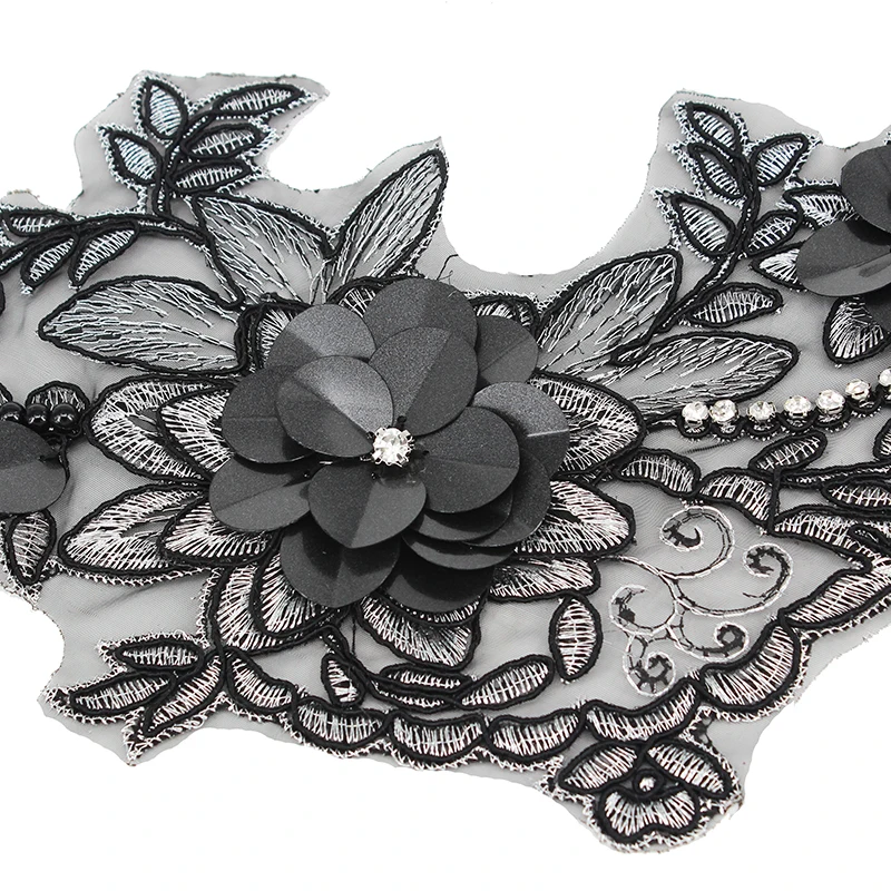 5 пар зеркальных расшитых бисером кристаллов черного и серебряного цвета с