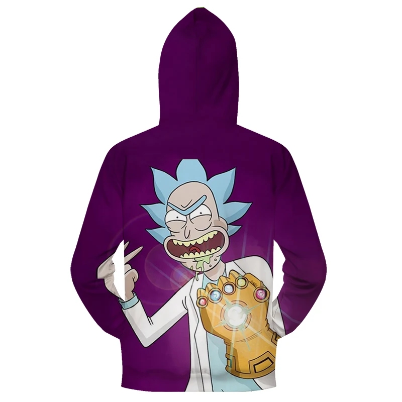 Мужская толстовка на молнии Rick Morty модная с 3D принтом капюшоном размера плюс в