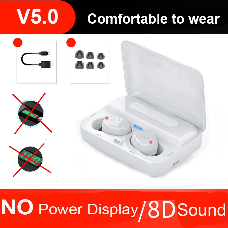 Without Display TWS 5,0 Bluetooth наушники 6D стерео беспроводные наушники с Мощный светодиодный дисплей бинауральные микрофон беспроводные наушники для игровой гарнитуры - Цвет: Without Display