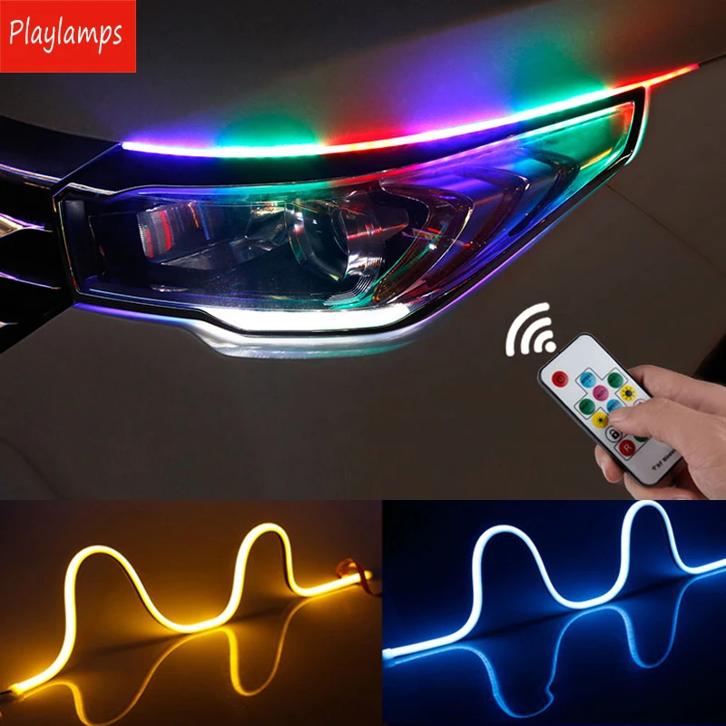 Стайлинг автомобиля RGB потоковые последовательные гибкие светодиодные DRL ленты