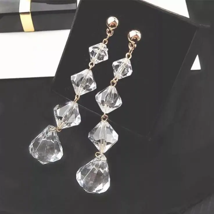 Новинка 2019 большие прозрачные акриловые длинные серьги-капли с кристаллами для